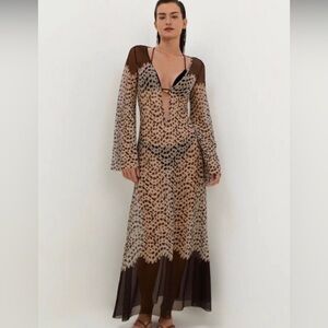 Caroline Constas Lidi Long Cover Up Tunic Beach Swim Cover-up